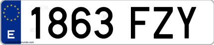 Ejemplo de matrícula de coche ordinaria 1863 FZY