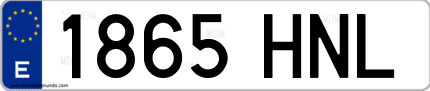 Ejemplo de matrícula de coche ordinaria 1865 HNL