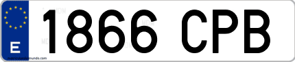 Ejemplo de matrícula de coche ordinaria 1866 CPB