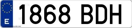 Ejemplo de matrícula de coche ordinaria 1868 BDH