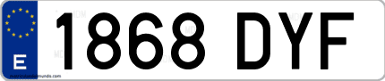 Ejemplo de matrícula de coche ordinaria 1868 DYF