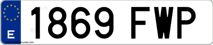 Ejemplo de matrícula de coche ordinaria 1869 FWP