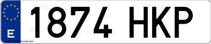 Ejemplo de matrícula de coche ordinaria 1874 HKP