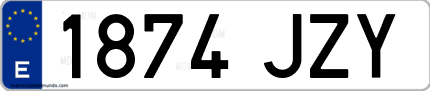 Ejemplo de matrícula de coche ordinaria 1874 JZY