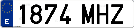 Ejemplo de matrícula de coche ordinaria 1874 MHZ