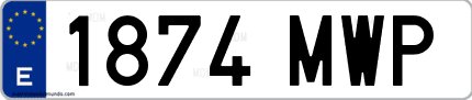 Ejemplo de matrícula de coche ordinaria 1874 MWP