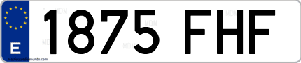 Ejemplo de matrícula de coche ordinaria 1875 FHF