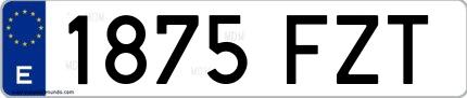 Ejemplo de matrícula española 1875 FZT