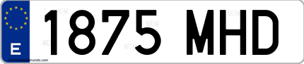 Ejemplo de matrícula de coche ordinaria 1875 MHD