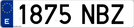 Ejemplo de matrícula de coche ordinaria 1875 NBZ