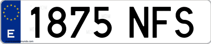 Ejemplo de matrícula de coche ordinaria 1875 NFS
