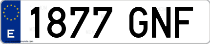 Ejemplo de matrícula de coche ordinaria 1877 GNF