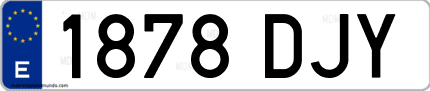 Ejemplo de matrícula de coche ordinaria 1878 DJY