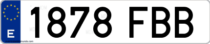 Ejemplo de matrícula de coche ordinaria 1878 FBB