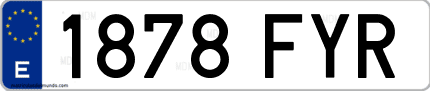 Ejemplo de matrícula de coche ordinaria 1878 FYR