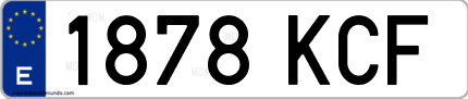 Ejemplo de matrícula de coche ordinaria 1878 KCF