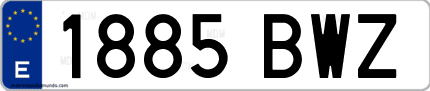 Ejemplo de matrícula de coche ordinaria 1885 BWZ