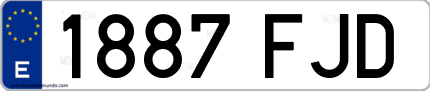 Ejemplo de matrícula de coche ordinaria 1887 FJD