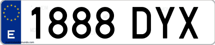 Ejemplo de matrícula de coche ordinaria 1888 DYX