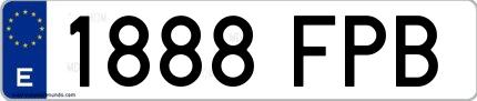 Ejemplo de matrícula de coche ordinaria 1888 FPB