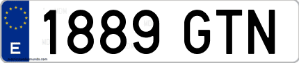 Ejemplo de matrícula de coche ordinaria 1889 GTN