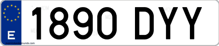 Ejemplo de matrícula de coche ordinaria 1890 DYY