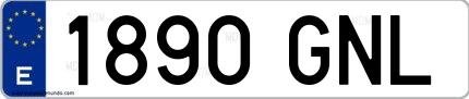 Ejemplo de matrícula española 1890 GNL