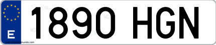 Ejemplo de matrícula de coche ordinaria 1890 HGN