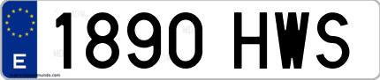 Ejemplo de matrícula de coche ordinaria 1890 HWS