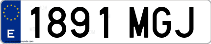 Ejemplo de matrícula de coche ordinaria 1891 MGJ