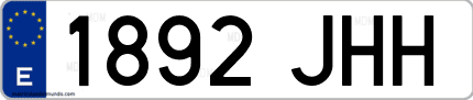 Ejemplo de matrícula de coche ordinaria 1892 JHH