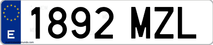 Ejemplo de matrícula de coche ordinaria 1892 MZL