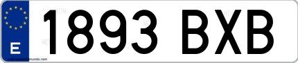 Ejemplo de matrícula española 1893 BXB