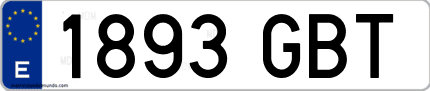 Ejemplo de matrícula de coche ordinaria 1893 GBT