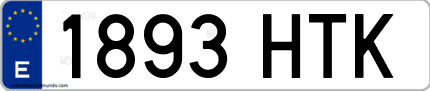 Ejemplo de matrícula de coche ordinaria 1893 HTK