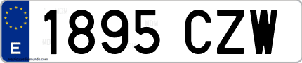 Ejemplo de matrícula de coche ordinaria 1895 CZW