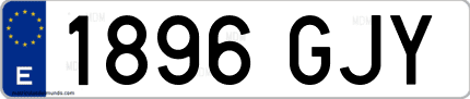 Ejemplo de matrícula de coche ordinaria 1896 GJY