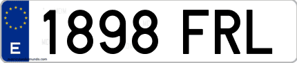 Ejemplo de matrícula de coche ordinaria 1898 FRL