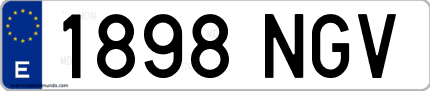 Ejemplo de matrícula de coche ordinaria 1898 NGV