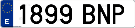 Ejemplo de matrícula de coche ordinaria 1899 BNP