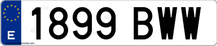 Ejemplo de matrícula de coche ordinaria 1899 BWW
