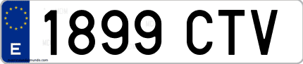 Ejemplo de matrícula de coche ordinaria 1899 CTV