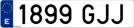 Ejemplo de matrícula de coche ordinaria 1899 GJJ