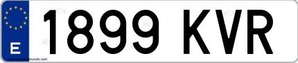 Ejemplo de matrícula de coche ordinaria 1899 KVR