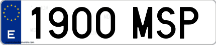 Ejemplo de matrícula de coche ordinaria 1900 MSP