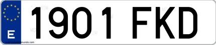 Ejemplo de matrícula de coche ordinaria 1901 FKD