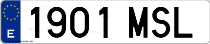 Ejemplo de matrícula de coche ordinaria 1901 MSL