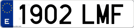 Ejemplo de matrícula de coche ordinaria 1902 LMF