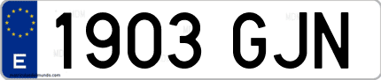 Ejemplo de matrícula de coche ordinaria 1903 GJN