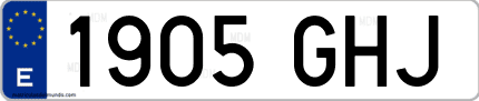 Ejemplo de matrícula de coche ordinaria 1905 GHJ